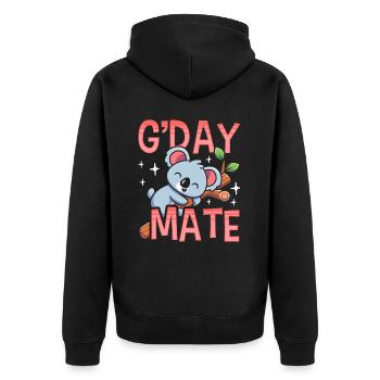 Guten Tag Kumpel Süß Koalas Koala Koalabär Tier - Unisex Premium Bio Zip Hoodie - Schwarz - Hinten - Nico (187cm)