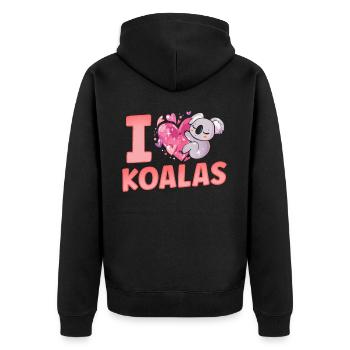 I Love Koalas Sweet Koala Animal Koala Bear - Unisex Premium Organic Zip Hoodie - black - Back - Nico (187cm)