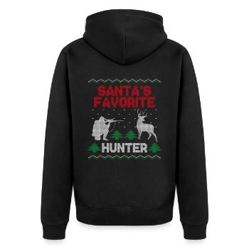 Buck Deer Hunting Hunter Christmas - Unisex Premium Bio Zip Hoodie - Schwarz - Hinten - Nico (187cm)