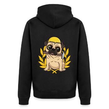 Construction site master crafts trade professions job dog - Unisex Premium Organic Zip Hoodie - black - Back - Nico (187cm)