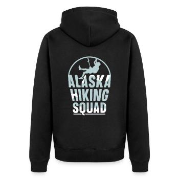 Alaska Wandern Team Natur Wanderung Wanderer - Unisex Premium Bio Zip Hoodie - Schwarz - Hinten - Nico (187cm)