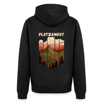 Platzangst Outdoor Wandern Bergsteiger Wanderer - Unisex Premium Bio Zip Hoodie - Schwarz - Hinten - Nico (187cm)