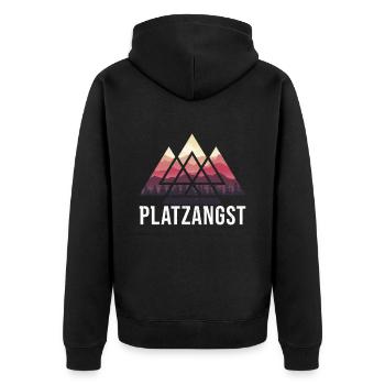 Platzangst Outdoor Wandern Bergsteiger Wanderer - Unisex Premium Bio Zip Hoodie - Schwarz - Hinten - Nico (187cm)