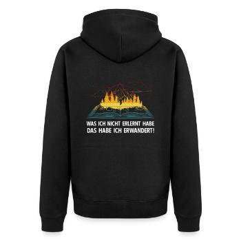 Wandern Bergsteiger Wanderer Spruch Zitat - Unisex Premium Bio Zip Hoodie - Schwarz - Hinten - Nico (187cm)