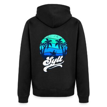 Sylt - Unisex Premium Bio Zip Hoodie - Schwarz - Hinten - Nico (187cm)