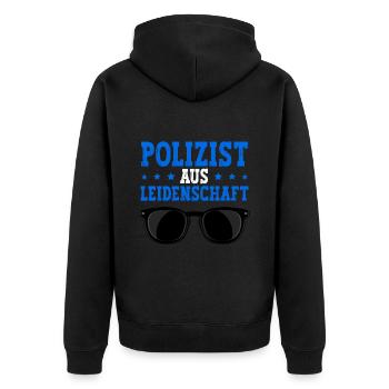 Polizist Polizei - Unisex Premium Bio Zip Hoodie - Schwarz - Hinten - Nico (187cm)