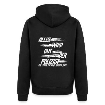 Polizist Polizei - Unisex Premium Bio Zip Hoodie - Schwarz - Hinten - Nico (187cm)