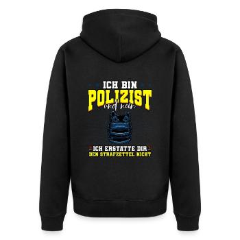 Ich Bin Polizist Polizei - Unisex Premium Bio Zip Hoodie - Schwarz - Hinten - Nico (187cm)