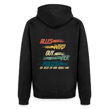 Polizist Polizei - Unisex Premium Bio Zip Hoodie - Schwarz - Hinten - Nico (187cm)