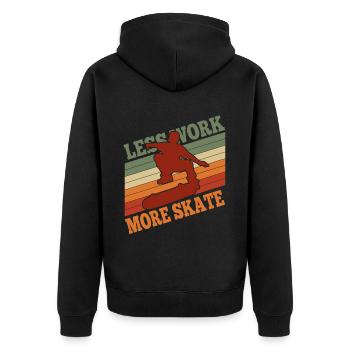 Skater Less Work More Skate - Vintage Skateboarder - Unisex Premium Organic Zip Hoodie - black - Back - Nico (187cm)