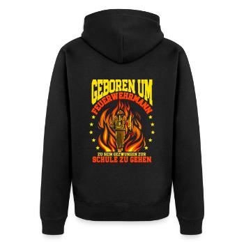 Feuerwehr Feuerwehrmann - Unisex Premium Bio Zip Hoodie - Schwarz - Hinten - Nico (187cm)