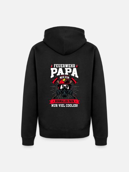 Feuerwehr Papa Feuerwehrmann - Unisex Premium Bio Zip Hoodie - Schwarz