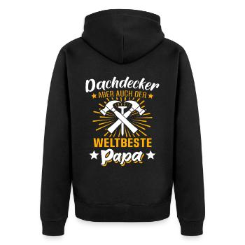 Dachdecker Papa Dachdecken Papas - Unisex Premium Bio Zip Hoodie - Schwarz - Hinten - Nico (187cm)