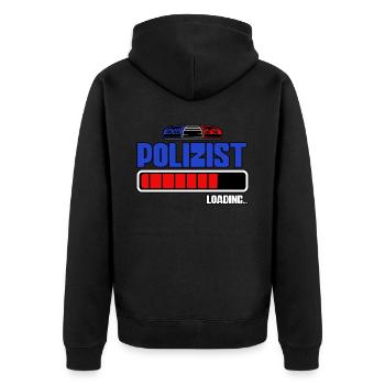 Polizist Loading Polizei - Unisex Premium Bio Zip Hoodie - Schwarz - Hinten - Nico (187cm)