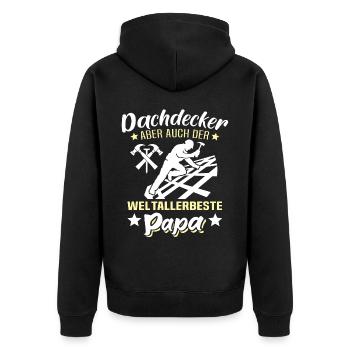 Dachdecker Papa Dachdecken Papas - Unisex Premium Bio Zip Hoodie - Schwarz - Hinten - Nico (187cm)
