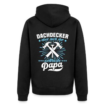 Dachdecker Papa Dachdecken Papas - Unisex Premium Bio Zip Hoodie - Schwarz - Hinten - Nico (187cm)