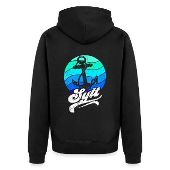 Sylt - Unisex Premium Bio Zip Hoodie - Schwarz - Hinten - Nico (187cm)