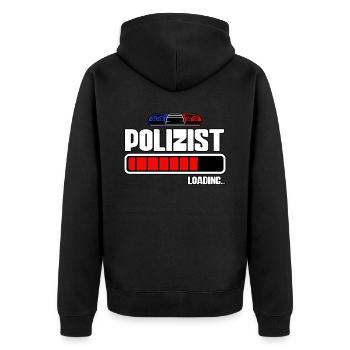 Polizist Loading Polizei - Unisex Premium Bio Zip Hoodie - Schwarz - Hinten - Nico (187cm)