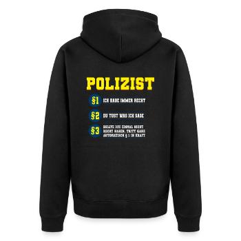 Polizist Polizei - Unisex Premium Bio Zip Hoodie - Schwarz - Hinten - Nico (187cm)