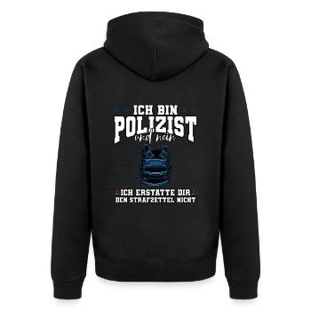 Ich Bin Polizist Polizei - Unisex Premium Bio Zip Hoodie - Schwarz - Hinten - Nico (187cm)