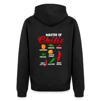 Master of Chilis Habanero-Chili-Liebhaber - Unisex Premium Bio Zip Hoodie - Schwarz - Hinten - Nico (187cm)