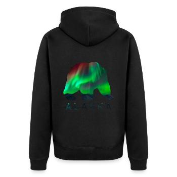 Alaska Geschenk Kinder Herren Damen USA Natur Eis - Unisex Premium Bio Zip Hoodie - Schwarz - Hinten - Nico (187cm)