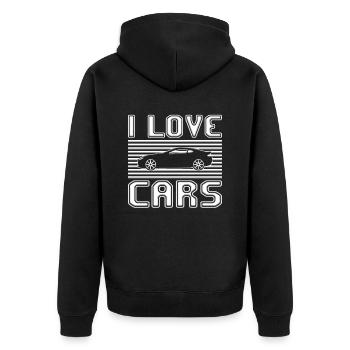 I love cars - Unisex Premium Organic Zip Hoodie - black - Back - Nico (187cm)