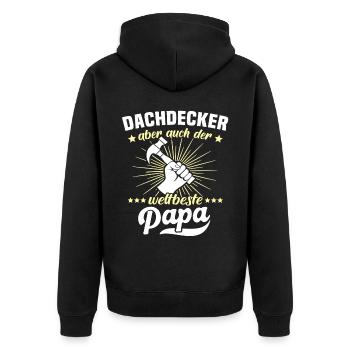 Papa Dachdecker Vater Dachdecken - Unisex Premium Bio Zip Hoodie - Schwarz - Hinten - Nico (187cm)