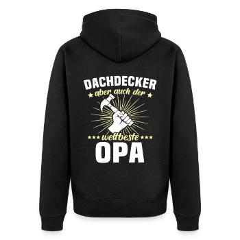 Papa Dachdecker Vater Dachdecken - Unisex Premium Bio Zip Hoodie - Schwarz - Hinten - Nico (187cm)