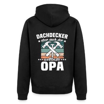 Papa Dachdecker Vater Dachdecken - Unisex Premium Bio Zip Hoodie - Schwarz - Hinten - Nico (187cm)