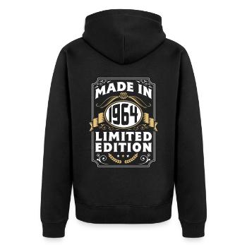 Geburtstag Geschenk Birthday Bursdag Jahrgang 1964 - Unisex Premium Bio Zip Hoodie - Schwarz - Hinten - Nico (187cm)