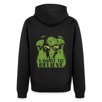 Alien - Unisex Premium Bio Zip Hoodie - Schwarz - Hinten - Nico (187cm)