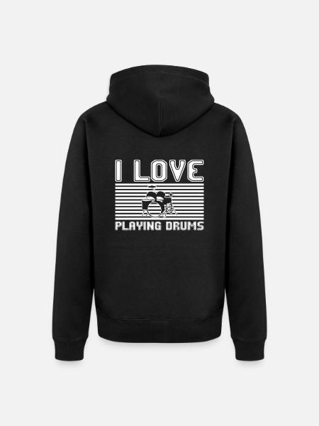 I love playing drums - Unisex Premium Organic Zip Hoodie - black