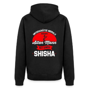Shisha - Unisex Premium Bio Zip Hoodie - Schwarz - Hinten - Nico (187cm)