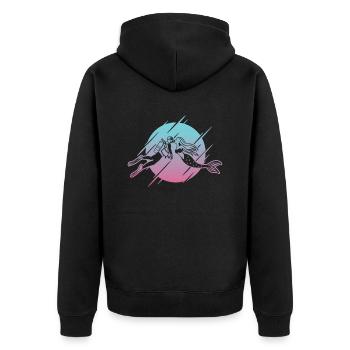 Scuba Diver Kissing Meerjungfrau - Unisex Premium Bio Zip Hoodie - Schwarz - Hinten - Nico (187cm)