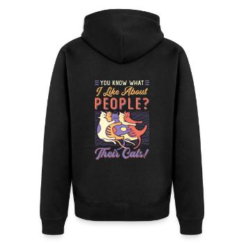 Vous savez ce que j’aime chez les gens et les chats. - Veste à capuche bio Premium Unisexe - noir - Dos - Nico (187cm)
