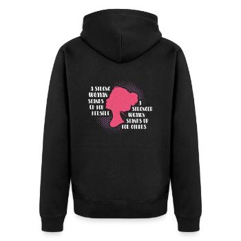 Strong women stand up for justice - Unisex Premium Organic Zip Hoodie - black - Back - Nico (187cm)