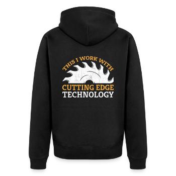 Chainsaw Carving Woodworking Carpenter - Unisex Premium Bio Zip Hoodie - Schwarz - Hinten - Nico (187cm)