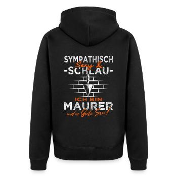 Maurer - Handwerker - Baustelle - Heimwerker - Unisex Premium Bio Zip Hoodie - Schwarz - Hinten - Nico (187cm)