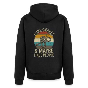 Schlangen Schlange retro vintage lustig Spruch - Unisex Premium Bio Zip Hoodie - Schwarz - Hinten - Nico (187cm)