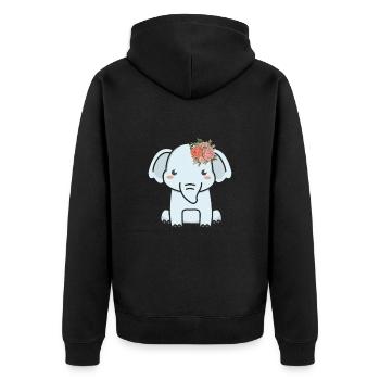 Elefant Elefanten Elephant Rüsseltier Zoo Zirkus - Unisex Premium Bio Zip Hoodie - Schwarz - Hinten - Nico (187cm)