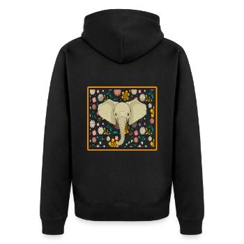Elephant Gift For Proboscis Africa Wilderness Zoo - Unisex Premium Organic Zip Hoodie - black - Back - Nico (187cm)