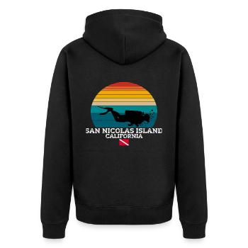 San Nicolas Island US Island Diving - Unisex Premium Bio Zip Hoodie - Schwarz - Hinten - Nico (187cm)