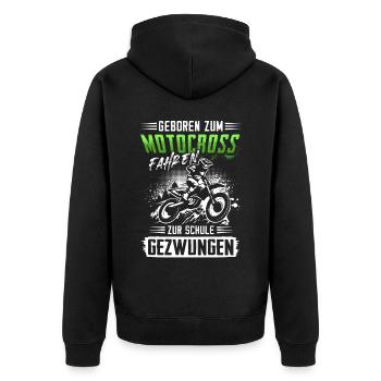 Motocross Enduro Offroad Dirt Bike Superbike Motor - Unisex Premium Bio Zip Hoodie - Schwarz - Hinten - Nico (187cm)