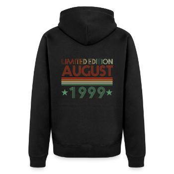 23ème anniversaire Août né 1999 Idée cadeau - Veste à capuche bio Premium Unisexe - noir - Dos - Nico (187cm)