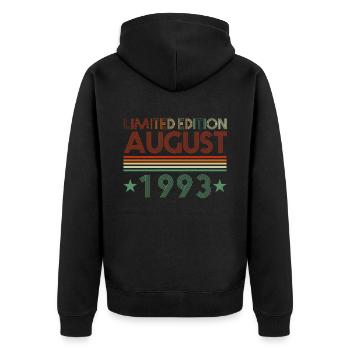 29ème anniversaire Août né 1993 Idée cadeau - Veste à capuche bio Premium Unisexe - noir - Dos - Nico (187cm)