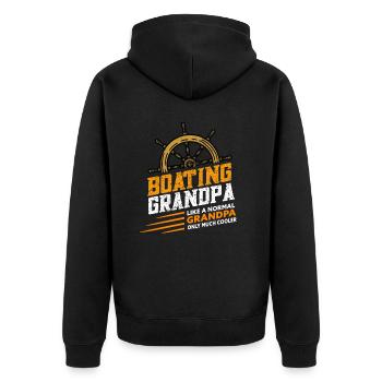 Boat Captain Boater Boat Captain Boat Shirt - Unisex Premium Organic Zip Hoodie - black - Back - Nico (187cm)