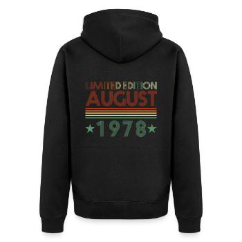 44e anniversaire Naissance en août 1978 Idée cadeau - Veste à capuche bio Premium Unisexe - noir - Dos - Nico (187cm)