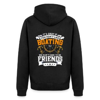 Boat Captain Boater Boat Captain Boat Shirt - Unisex Premium Organic Zip Hoodie - black - Back - Nico (187cm)