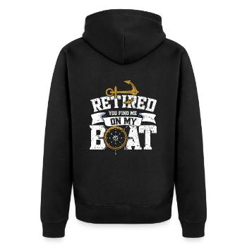 Boat Captain Boater Boat Captain Boat Shirt - Unisex Premium Organic Zip Hoodie - black - Back - Nico (187cm)